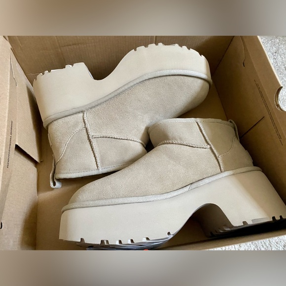UGG The Classic Ultra Mini New Heights Boots ✨ Mustard Seed Size 8 | suede - Picture 2 of 16